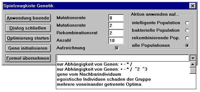 Hiermit lassen sich die genetischen Populationen optimal optimieren...
